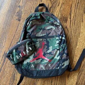 🎉🎉HOST PICK🎉🎉 B15 Air Jordan Kids Camouflage Backpack and Pouch with Red Logo